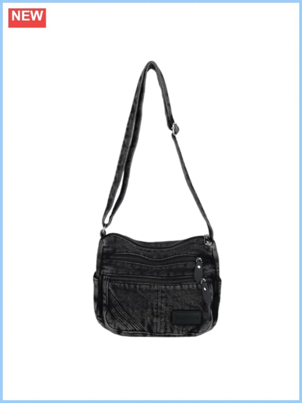 Y2K Vintage Textured Washed Denim Crossbody Hobo Bag Purse